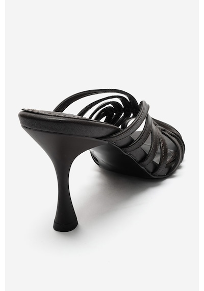 Luvi Shoes Olıvera Kahverengi Cilt Kadın İnce Topuklu Terlik