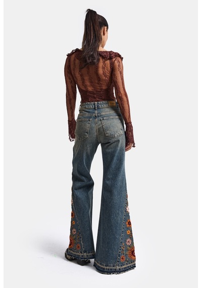 Kadın Tint 4w6-8 Flare Fit Komfort Kumaş Nakış Tasarım Denim Jean Kırmızı Kadın Tint 4w6-8 Flare Fit Komfort Kumaş Nakış Tasarım Denim Jean Kırmızı