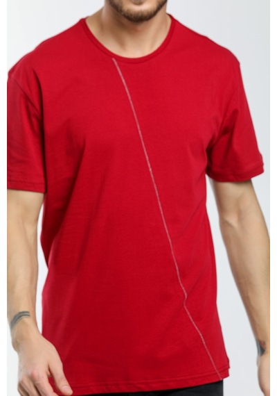 Erkek Bisiklet Yaka Slim Fit Ön Çöp Dikiş Garni Tişort Spr21y01 001