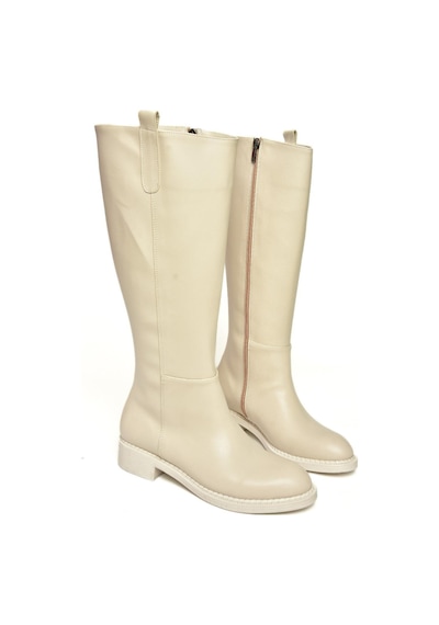 Fox Shoes T590962009 Bej Alçak Topuklu Kadın Çizme Bej-suni Deri Bej