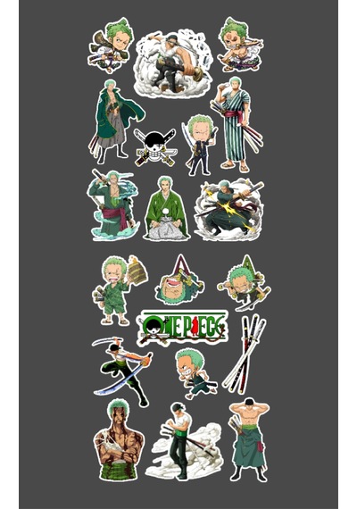 Roronoa Zoro - One Piece 2li Sticker Etiket Seti Anime Çıkartmaları