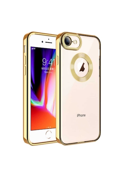 Goocamp Apple iPhone Uyumlu 8 Kılıf Kamera Korumalı Logo Gösteren Omega Kapak - Rose Gold Rose Gold