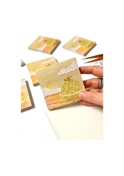 Küçük Prens Temalı Sarı Gezegen Ve Bulut Desenli Postit/post-it/yapışkanlı Not Kağıdı/sticky Note