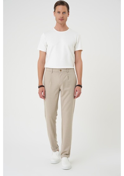Efor Comfort Fit Beli Lastikli Pileli Bej Jogger Pantolon P 1182 Bej