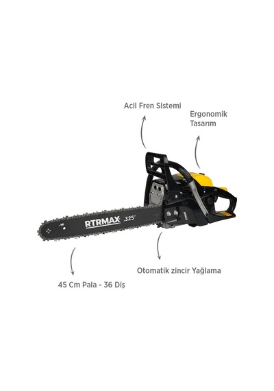 Rtrmax RTM960SET Benzinli Ağaç Kesme Motoru + Eldiven 2'li Set