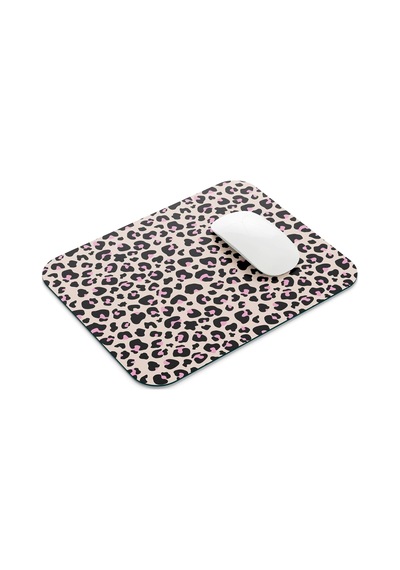 Pembe Leopar Desenli - Dikdörtgen Mouse Pad, 17,5 Cm X 21,50 Cm