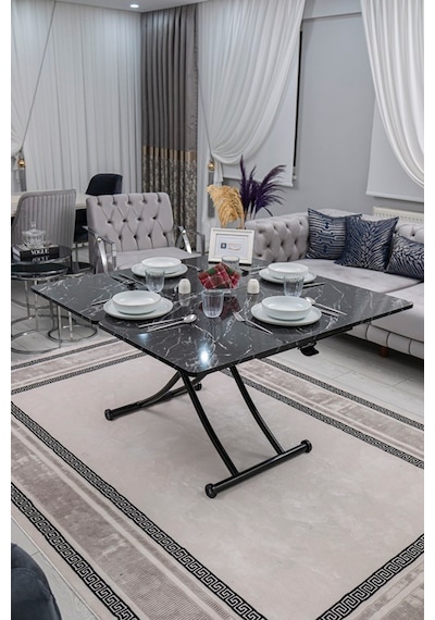 Juppo Üst Tabla Mdf Siyah Mermer Oval Köşe Alt Siyah İçe K