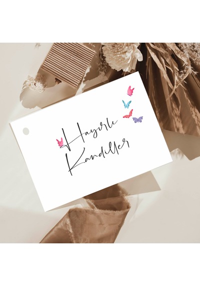 Hayırlı Kandiller Tebrik Hediye Kartı Delikli 7x10 Cm 18 Adet