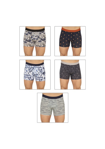 Özkan Underwear Özkan 11111 5'li Paket Erkek Pamuklu Karışık Desenli Likralı Penye Boxer DESENLİ