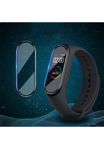 Xiaomi Mi Band 6-Mi Band 5 3D Kavisli Full Kaplama Koruyucu (363464359)-Siyah