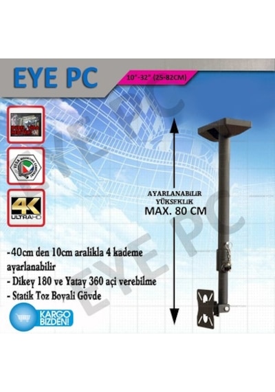 Vestel Uyumlu Seg Regal 82 Ekran 32 İnç Lcd Led Tv Tavan Askı Aparatı