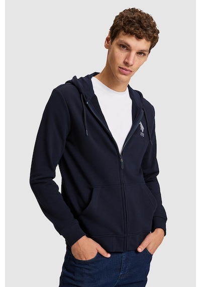 U.S. Polo Assn. Erkek Lacivert Kapüşonlu Fermuarlı Örme Hırka 50329420-vr033