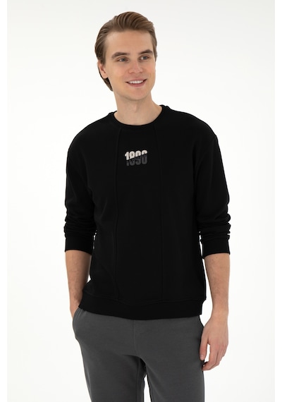 U.S. Polo Assn. Erkek Comfort Fit Bisiklet Yaka Siyah Sweatshirt 50293430-VR046