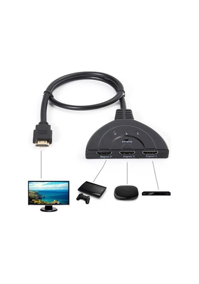 3 In 1 Hdmi Çoklayıcı 3 Port Çoğaltıcı Kablo Switch