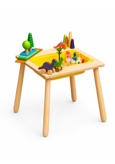 Wood&joy Duyusal Etkinlik Merkezi ve 1 Tabure Seti Sarı