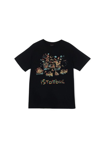 Stoned&Fame Istanbul Baskılı T-shirt SIYAH