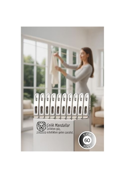 Zenvac Premium Çelik Mandal Seti - 60'lı Elite Seri, Endüstriyel Mukavemetli Çamaşır Mandalı 722780 Zenvac29 Renkli