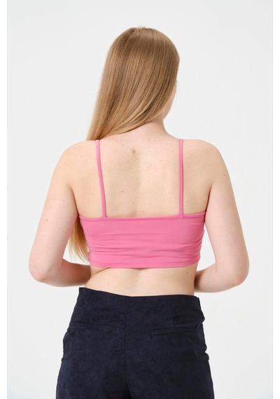 Kadın Kısa Crop Askılı Krop Pembe
