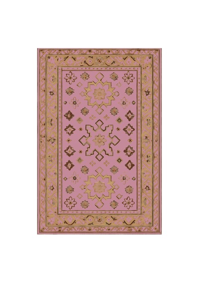 Kartela Halı Rustik Halı Jüt Taban Dokuma Halı Gül Kurusu - 100 X 150 Cm
