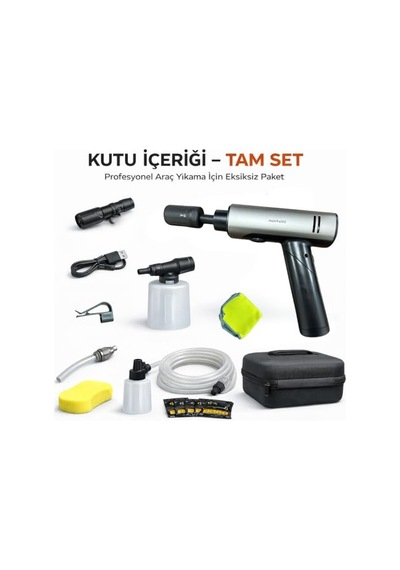 Kablosuz Basınçlı Yıkama Makinesi 203 Psı 7800 Mah Bataryalı, 180w Motor, Lcd Ekranlı, 5 Modlu Ayarlanabilir Nozul, Taşınabilir Araç Yıkama Tabancası Köpük Tanklı