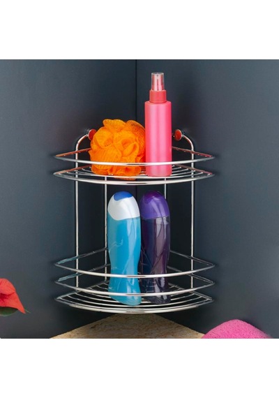 Banyo Rafı Paslanmaz Metal Krom Kaplı 2 Katlı (474005149) Gri