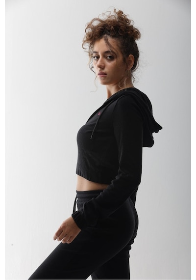 Kaşkorse Siyah Fitilli Fermuarlı Sweatshirt Siyah
