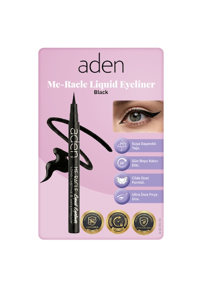 Aden Me-racle Liquid Eyeliner - Likit Eyeliner 01 Black Siyah Diğer