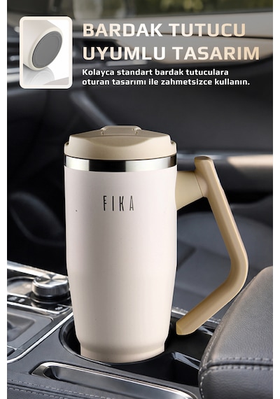 Neoflam Fika Lumi Patentli Döner Kulplu Sızdırmaz Çelik Termos 1200 Ml - Bej