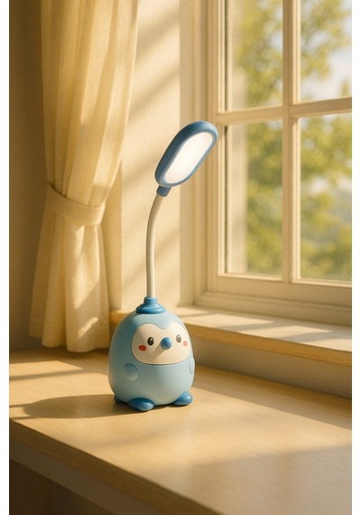 Pengulight Led Masa Lambası Sevimli Penguen Tasarım, Ayarlanabilir Başlık, Göz Yormayan Işık Mavi