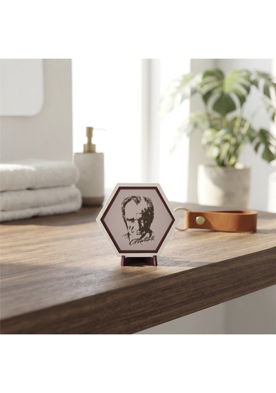 Anlamlı Atatürk Portreli Dekoratif Parça, Modern Yaşam Alanları İçin Estetik Dekorasyon 10x10 Cm, Yavru Ağzı