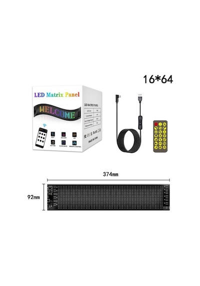 Torima Rp937 Led Matrix Panel 9x37cm Telefon Kontrollü Kayar Led Animasyon Aydınlatma