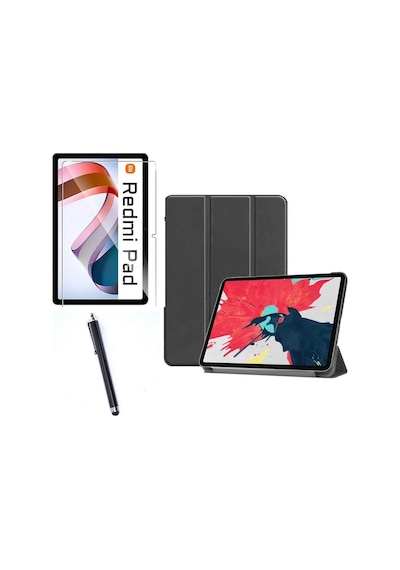 Xiaomi Redmi Pad Uyumlu Standlı Kılıf + Nano Flexible Kırılmaz Ekran Koruyucu + Tablet Kalemi Kılıf