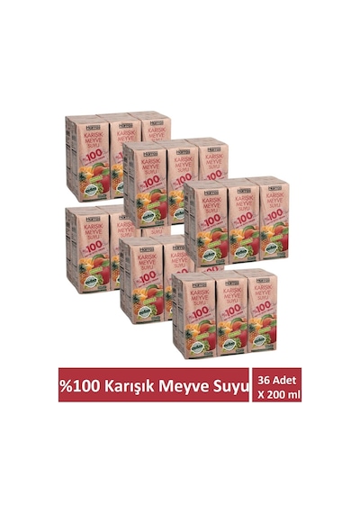 Karışık Meyve Suyu %100 Meyve Suyu Oranı Şeker Ilavesiz 36 Adet X 200 Ml