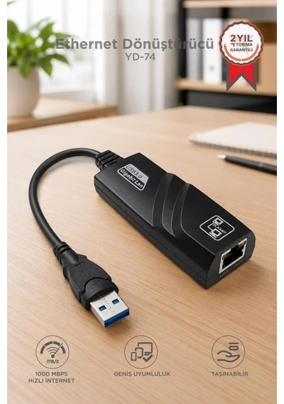 Özel Üretim İnternet Oyun Aksesuar Ethernet Dönüştürücü Usb 3.0 Çevirici Adaptörü Yd74 Siyah