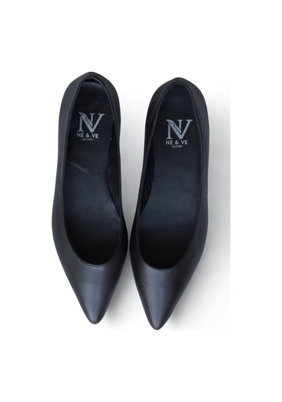 Ne&ve Shoes Siyah Hakiki Deri Sivri Burun Şık Ve Rahat Günlük Babet