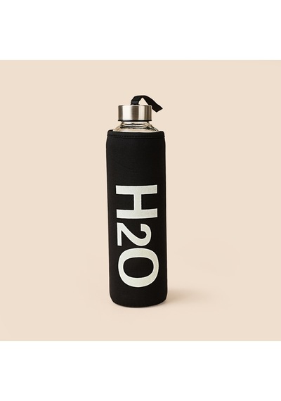 H2o Kılıflı Cam Matara - Şeffaf / Siyah - 750 Ml Çok Renkli