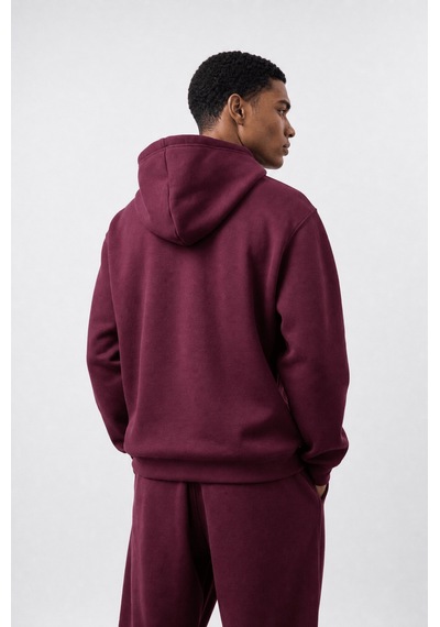 Erkek Respire Basic Oversize Zip Vişne Bordo