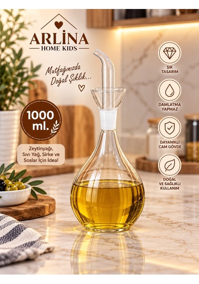 1000 Ml Cam Yağdanlık Siyah
