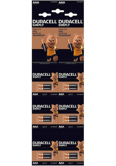 Duracell LR03/MN2400 Simply AAA Kartela İnce Pil 12'li