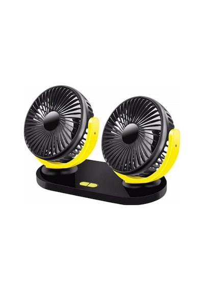 Çıft Başlıklı Araç Fanı Oto Fan Vantılatör 12V 24V Siyah