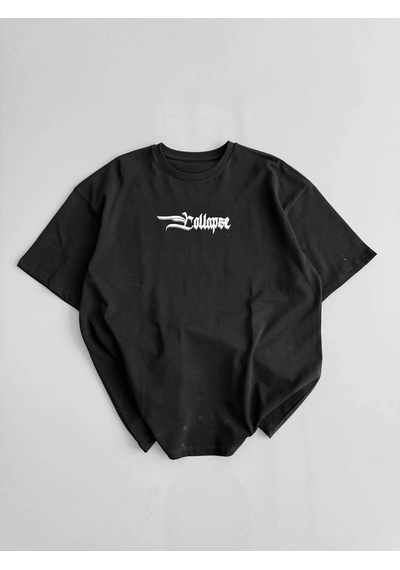 Moda Assema Erkek Penye Compack Baskılı Bisiklet Yaka Kısa Kol Yazlık T-shirt - Siyah Çok Renkli
