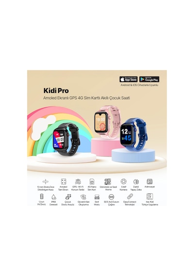 Ttec 2KSW03 Kidi Pro Amoled Ekranlı GPS 4G Sim Kartlı Akıllı Çocuk Saati