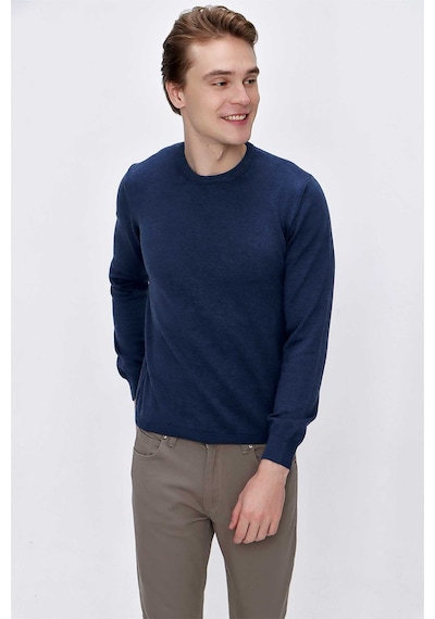Morven Basic Dinamik Fit Rahat Kesim Bisiklet Yaka Triko Kazak 99kc017005308 İndigo