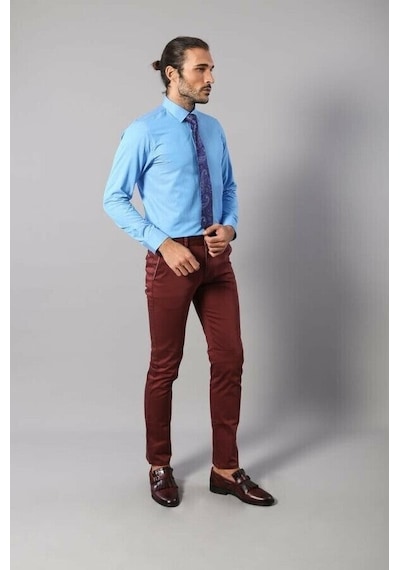 Wessi Cep Kapaklı Bordo Erkek Pantolon Bordo