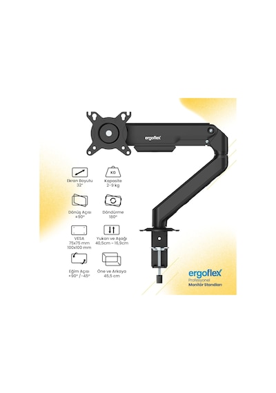 Ef X8 Siyah 17-32inch Uyumlu Amortisörlü 2-9 Kg Monitör Standı 2026 Versiyon