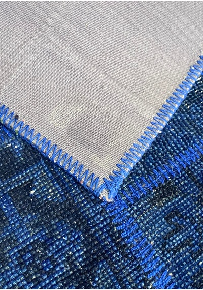 Modern Bohem Stil Vintage Halı Yolluk Özel Tasarım Patchwork Koleksiyonu Lacivert