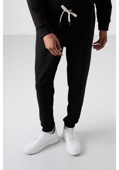 Tommy Life Siyah - Siyah Pamuklu Kalın Yumuşak Dokulu Comfort Fit Nakışlı Erkek Eşofman Takım - 85255 Siyah