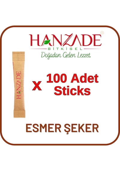 Hanzade Bitkisel Stick Kahverengi Esmer Şeker 100 Sticks 300 G