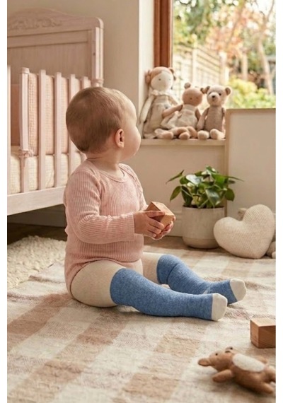 Cocole Socks Erkek Bebek Külotlu Çorabı 3'lü Set Pamuklu Mavi 0-24 Ay Çok Renkli