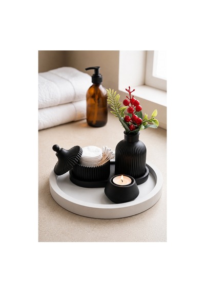 Siyah & Beyaz Modern Seramik 6 Parça Dekor Seti Minimalist Ve Şık Tasarım